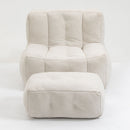 Modern Indoor Fluffy Bean Bag Chair With Memory Foam And Ottoman, Super Soft by HouseOfZazla