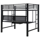 Ranier - Full Workstation Loft Bed, Full Length Desk, Safety Rails And Storage Shelves - Black