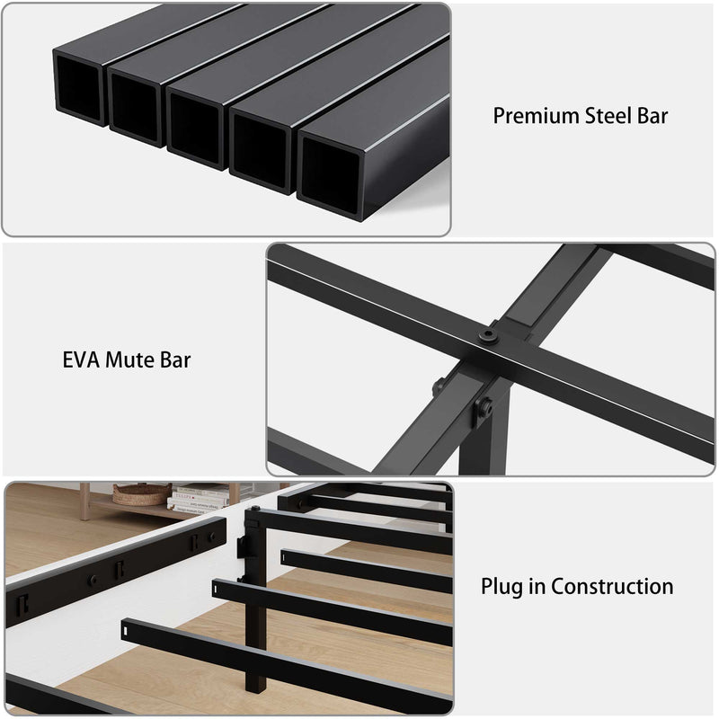 King Wood Platform Bed Frame with Headboard and Storage, photo 10 of 10