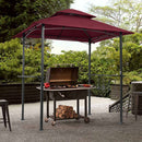 8x5Ft Grill Gazebo Replacement Canopy,Double Tiered BBQ Tent Roof Top Cover,BURGUNDY
