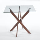 Dining Table With Cross Metal Leg And Tempered Glass, Modern Space Saving Kitchen Table For Living Room Legs, Square Table by HouseOfZazla