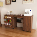 57.5" Foldable Sewing Machine Table with Storage & Casters