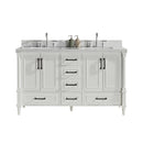 Freestanding Double Bathroom Vanity With Extra Black Handles - White by HouseOfZazla