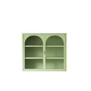 27.56"Glass Doors Modern Two-door Wall Cabinet with Featuring Three-tier Storage for Entryway Living Room Bathroom Dining Room,Wall Cabinet with Characteristic Woven Pattern,Green
