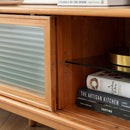 TV Cabinet With Chinese Changhong Glass Doors, Two Drawer Storage Space TV Standing - Cherry by HouseOfZazla