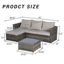 2 Pieces Patio Furniture Set with Woven Sectional and Ottoman