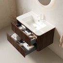 Noor 36" Bathroom Vanity with Sink, Wall-Mounted Floating Plywood Cabinet with 2 Drawers by HouseOfZazla