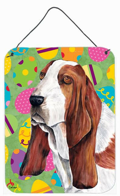 Basset Hound Easter Eggtravaganza Aluminium Metal Wall or Door Hanging Prints