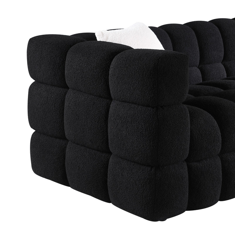 84.3 length, 35.83" deepth, human body structure for USA people, marshmallow sofa,boucle sofa, White color,3 seater