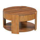 Vibe Haus Farmhouse Round Lift Top Coffee Table with Hidden Storage
