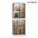 3-Tier Foldable Stackable Corner Storage Cabinet with Transparent Doors