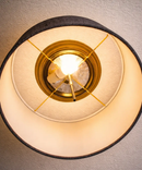 16"W Moderne Flush Mount Conversion Kit Granite Gray Burlap Hardback Drum Lampshade by LampsUSA