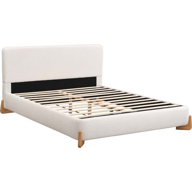 Elegant Boucle Upholstered Bed, A Luxurious and Comfortable Bedroom Centerpiece, King Size, White