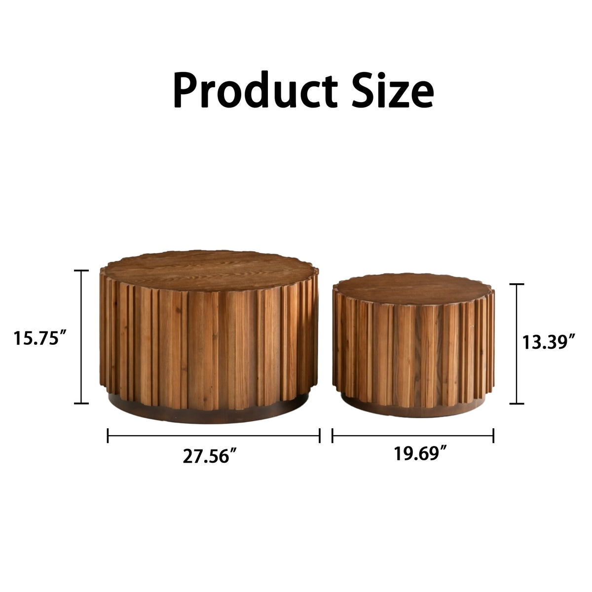 19.7" + 27.5" Round Nesting Coffee Table Set of 2, photo 8 of 10