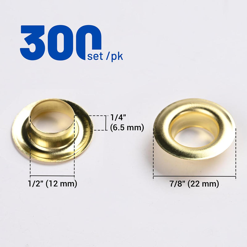 Yescom Copper Brass Grommet & Washer Eyelets(1/2", 3/8", 7/32" Options)