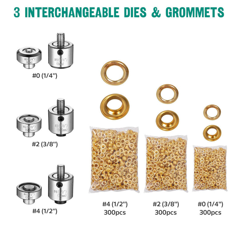 Yescom Grommets Tool Machine with #0 #2 #4 Dies 900pcs