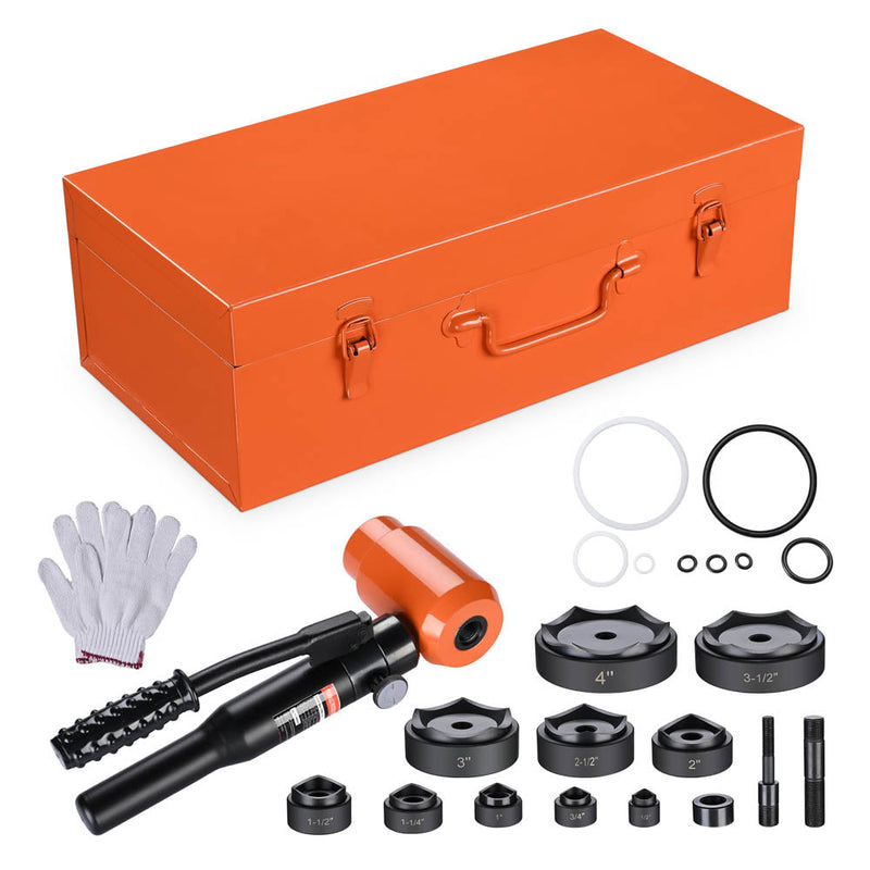 Yescom 15 Ton Hydraulic Hole Punch Heavy Duty Metal Hole Knockout 10-Die
