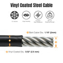 Yescom 2.5mm T304 Stainless Steel Wire Rope w Fasteners, 7x7, 240' - (4x)60'