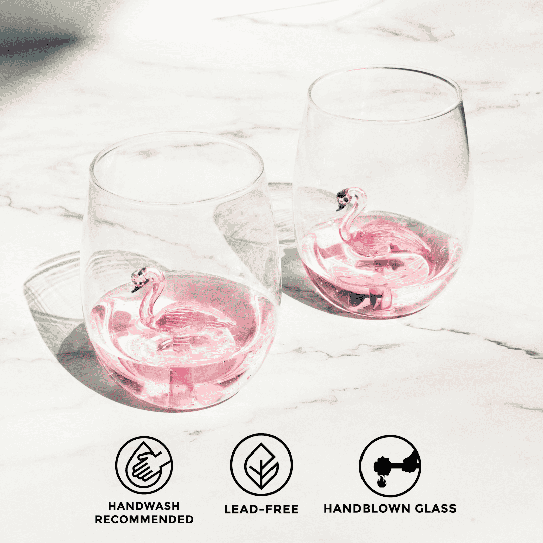 3D Flamingo Stemless Wine Glasses, photo 3 of 10
