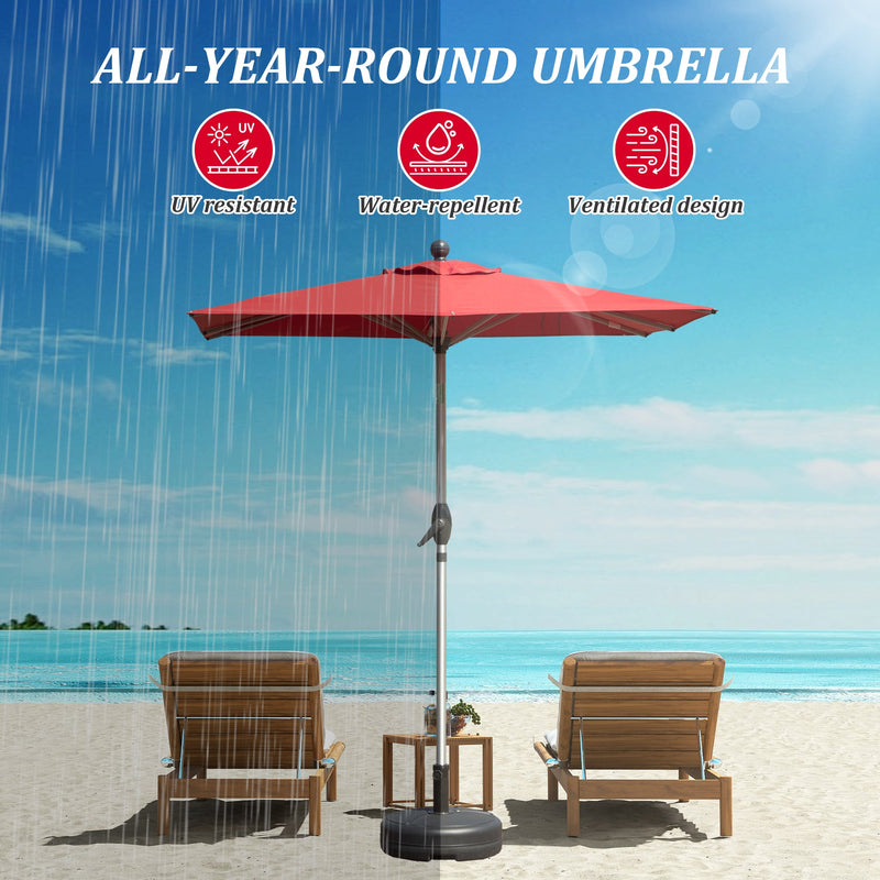 Rectangle Patio Umbrella with Crank Lift and Tilt Function, Brick, photo 5 of 6