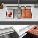 33" Drop In Kitchen Sink With Workstation, 16 Gauge Stainless Steel - Brushed Nickel by HouseOfZazla