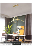 GobekUsa Modern LED Pendant Light Fixture: Circle and Linear Design with Metal Hanging