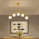 GobekUsa Modern Gold Metal Pendant Lighting with Glass Spherical Shade - Ideal for Dining Table or Island Ceiling