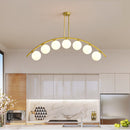 GobekUsa Modern Gold Metal Pendant Lighting with Glass Spherical Shade - Ideal for Dining Table or Island Ceiling