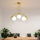 GobekUsa Modern Gold Metal Pendant Lighting with Glass Spherical Shade - Ideal for Dining Table or Island Ceiling