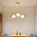 GobekUsa Modern Gold Metal Pendant Lighting with Glass Spherical Shade - Ideal for Dining Table or Island Ceiling