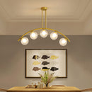 GobekUsa Modern Gold Metal Pendant Lighting with Glass Spherical Shade - Ideal for Dining Table or Island Ceiling