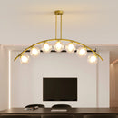 GobekUsa Modern Gold Metal Pendant Lighting with Glass Spherical Shade - Ideal for Dining Table or Island Ceiling