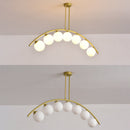 GobekUsa Modern Gold Metal Pendant Lighting with Glass Spherical Shade - Ideal for Dining Table or Island Ceiling