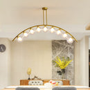 GobekUsa Modern Gold Metal Pendant Lighting with Glass Spherical Shade - Ideal for Dining Table or Island Ceiling