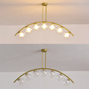 GobekUsa Modern Gold Metal Pendant Lighting with Glass Spherical Shade - Ideal for Dining Table or Island Ceiling