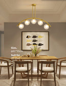 GobekUsa Modern Gold Metal Pendant Lighting with Glass Spherical Shade - Ideal for Dining Table or Island Ceiling