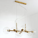 GobekUsa Mid-Century Gold Island Pendant Light - 8 Lights, Spherical Glass, Perfect for Dining Table