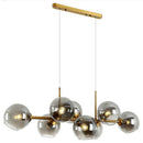 GobekUsa Mid-Century Gold Island Pendant Light - 8 Lights, Spherical Glass, Perfect for Dining Table