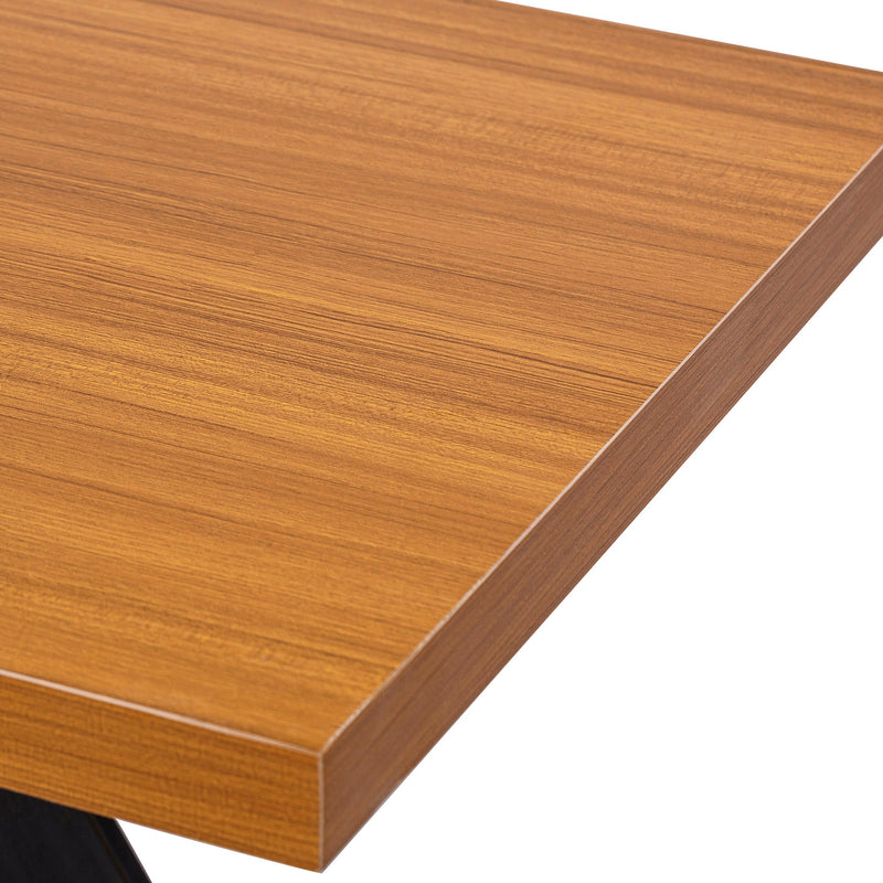 63"Modern Executive Desk, Rustic Industrial Wooden Writing Desk,Study Desk with Monitor Stand,Rectangular Computer Desk for Home Office,Living Room,Teak