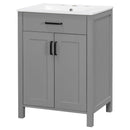 Bathroom Vanity With Ceramic Sink, Soft Close Doors, Flip Drawer, Double Layer Door Shelves by HouseOfZazla