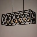 GobekUsa Industrial Style Black Ironwork Pendant Light for Bar - Rectangular Island Design