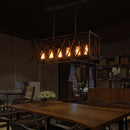 GobekUsa Industrial Style Black Ironwork Pendant Light for Bar - Rectangular Island Design