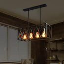GobekUsa Industrial Style Black Ironwork Pendant Light for Bar - Rectangular Island Design