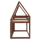 Wood Twin Size House Bunk Bed With Roof, Ladder And 2 Windows - Oak & Smoky Gray