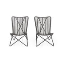 Outdoor Wicker Chair With Geometric Cross Base, Set of 2 - Gray by HouseOfZazla