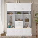 Entryway Hall Tree With Bench And Storage, 5 In 1 Coat Rack