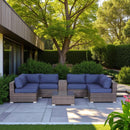 Elegant 4 Person Wicker Patio Seating Set With Cushions And Glass Top Table by HouseOfZazla