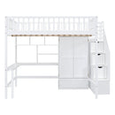 Loft Bed With Bookshelf, Drawers, Desk, And Wardrobe