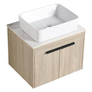 24" Modern Design Float Bathroom Vanity With Ceramic Basin Set, Wall Mounted White Oak Vanity With Soft Close Door, KD-PackingD-Packing Pieces
