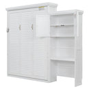 Queen Size Murphy Bed With Louvered Design And Multiple Storage Shelves - White by Unique Piece Furniture